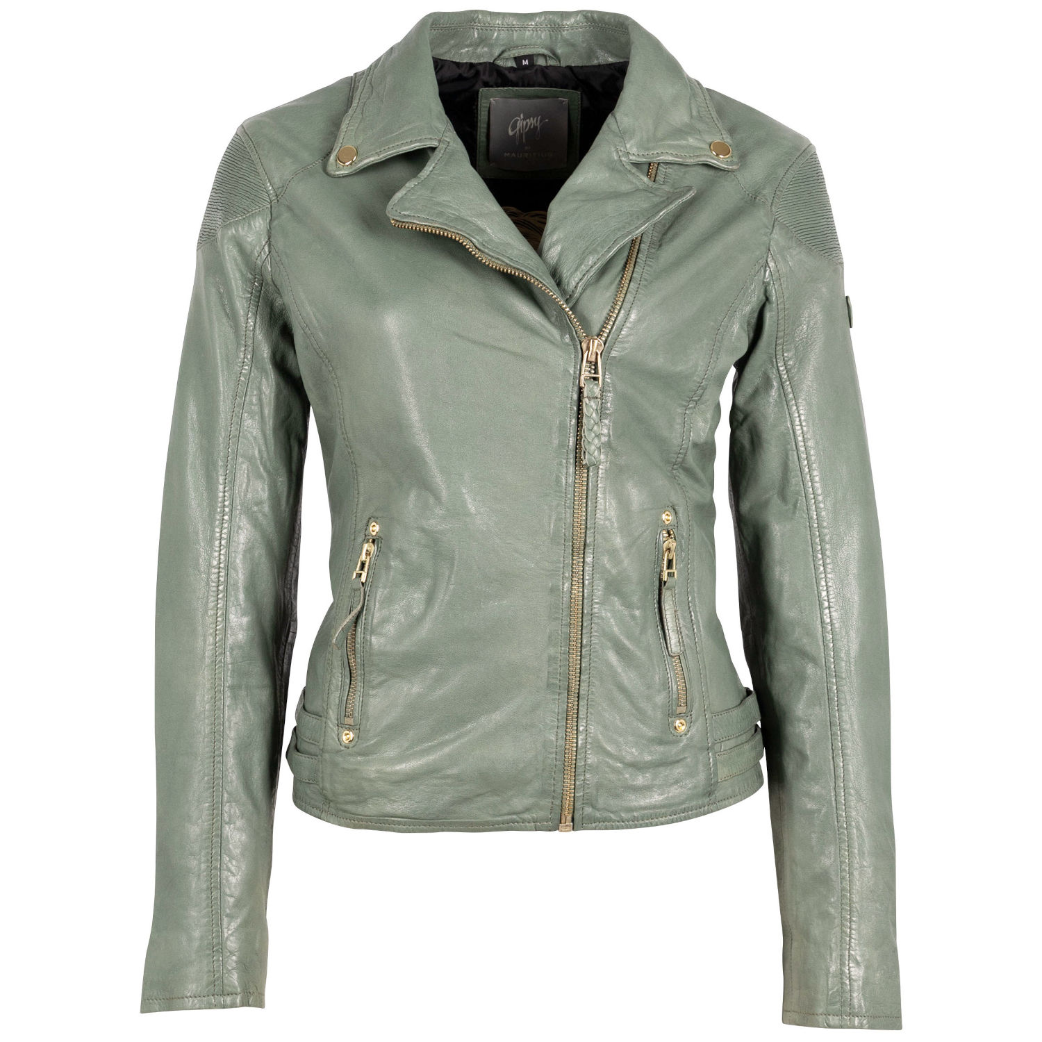 Geaca de Piele Dama Gipsy Verde Salvie GWCadiz – Geci de Piele