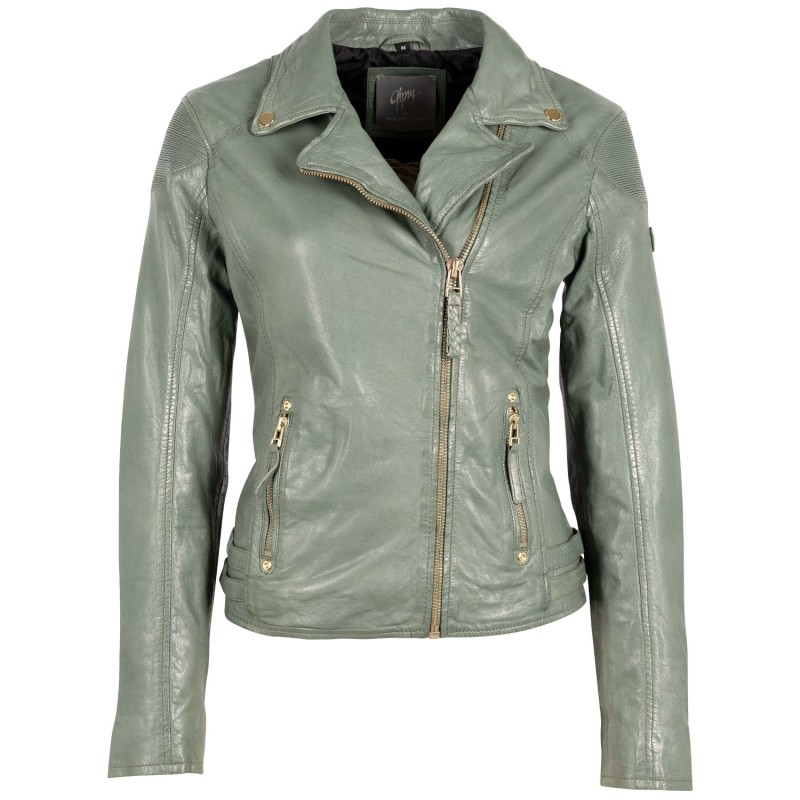 Geaca de Piele Dama Gipsy Verde Salvie GWCadiz – Geci de Piele Geaca de Piele Dama Gipsy Verde Salvie GWCadiz – Geci de Piele