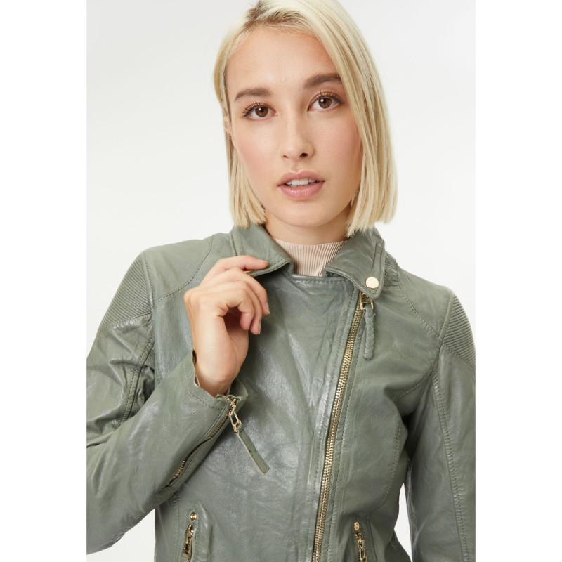 Geaca de Piele Dama Gipsy Verde Salvie GWCadiz – Geci de Piele Geaca de Piele Dama Gipsy Verde Salvie GWCadiz – Geci de Piele