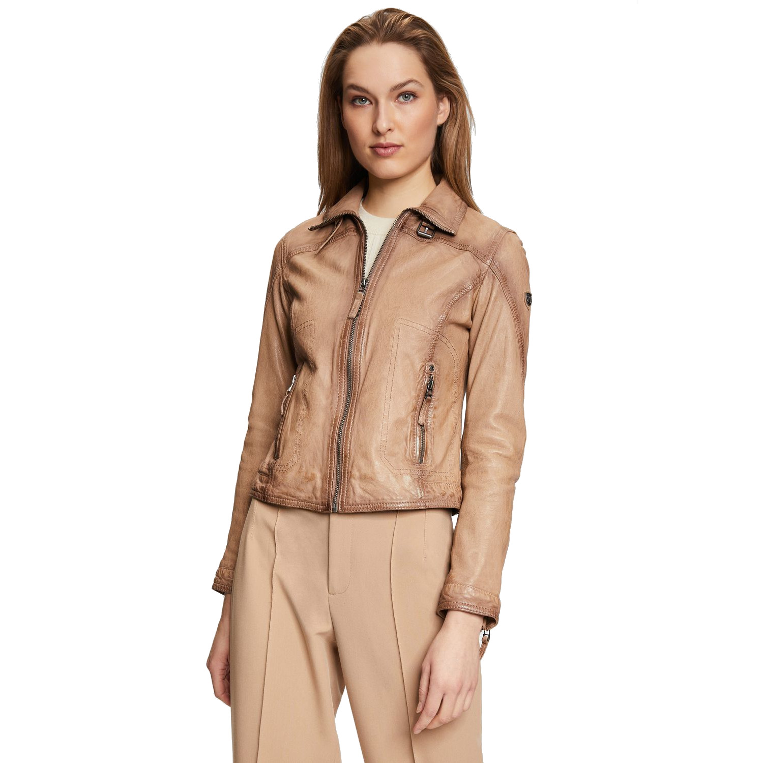 Geaca de Piele Dama Gipsy Bej Deschis GWCardie – IMBRACAMINTE