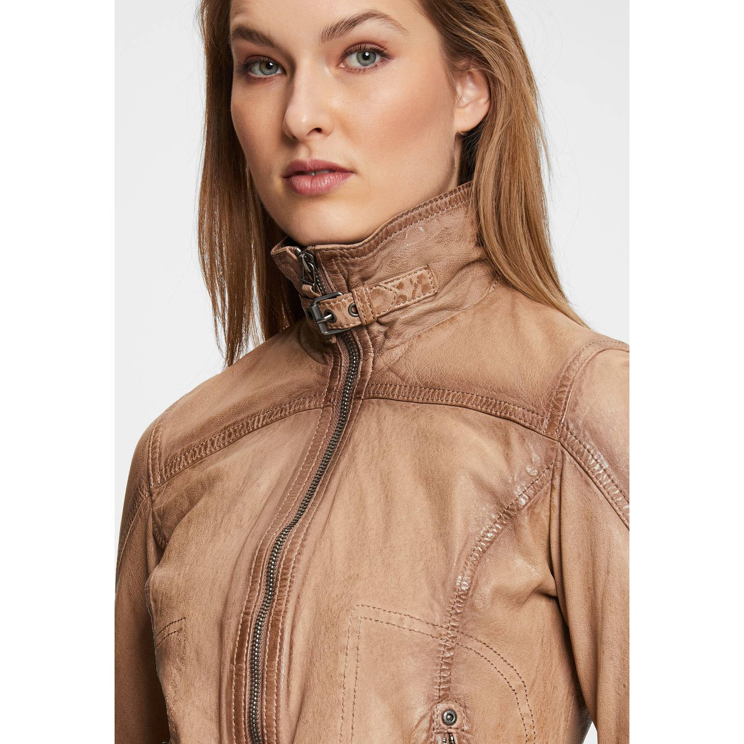 Geaca de Piele Dama Gipsy Bej Deschis GWCardie – IMBRACAMINTE