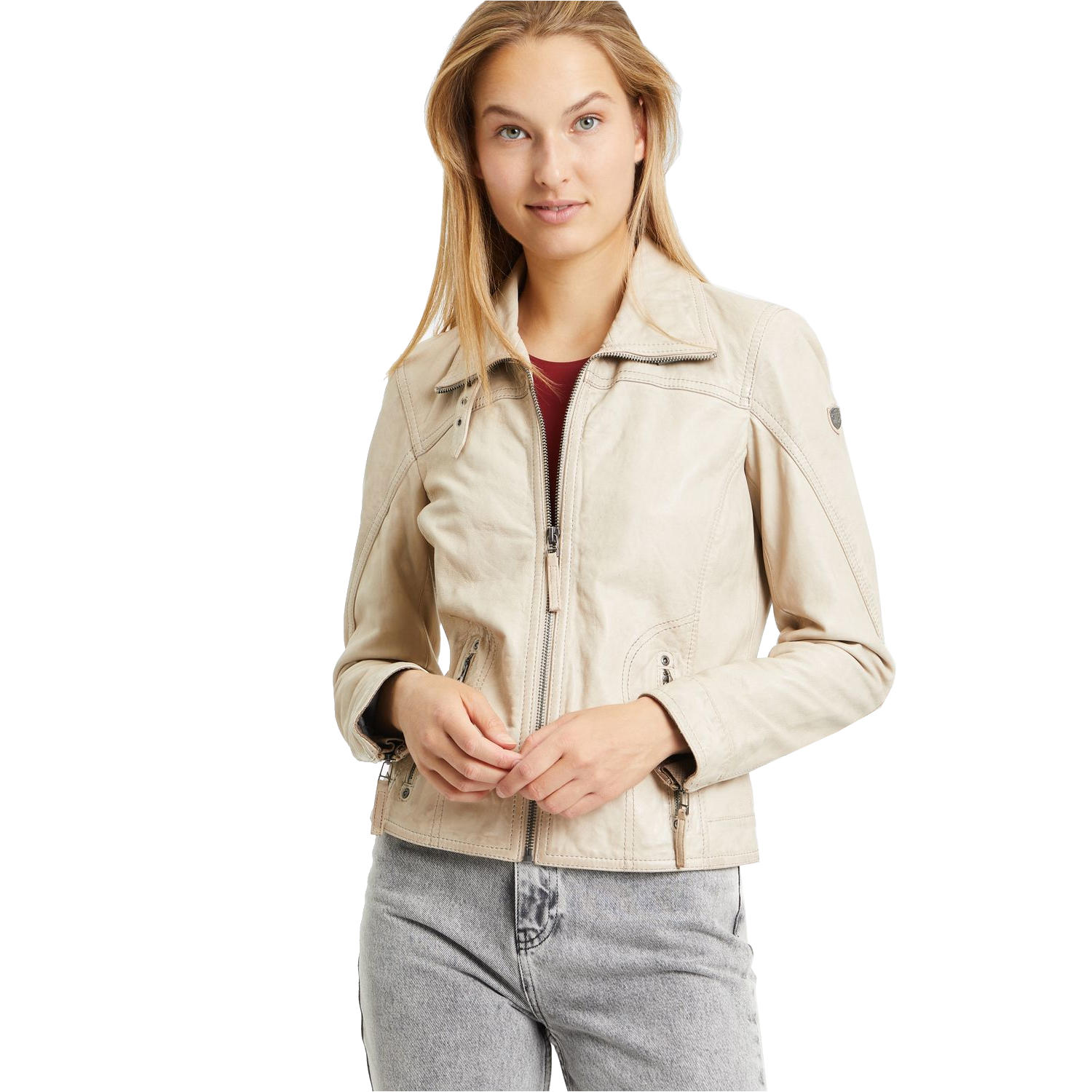 Geaca de Piele Dama Gipsy Bej Deschis GWCarley – IMBRACAMINTE