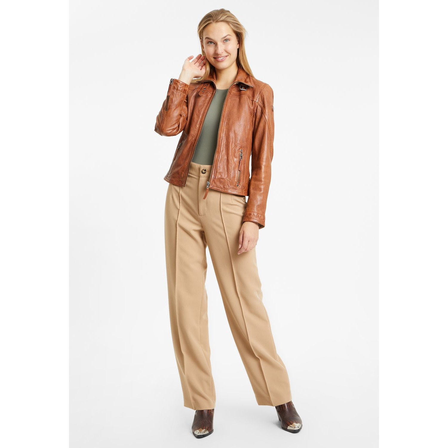 Geaca de Piele Dama Gipsy Coniac GWCarley – Black Friday