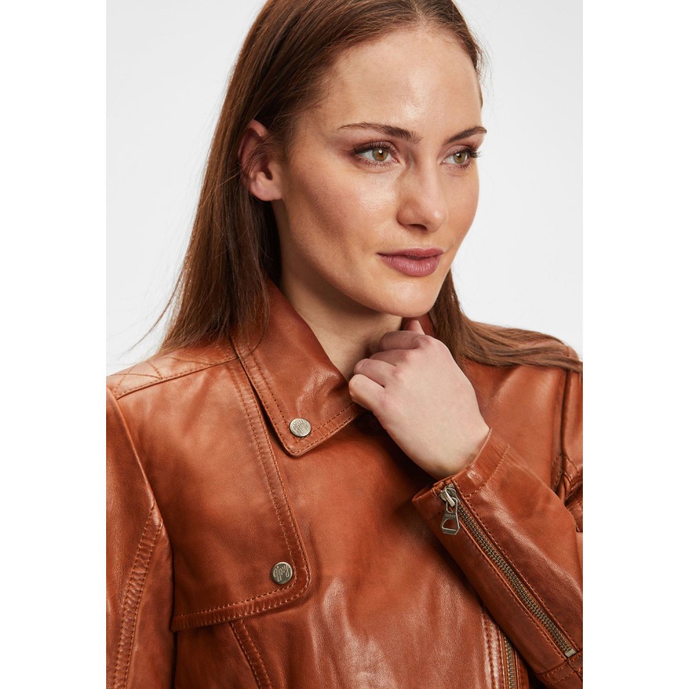 Geaca Lunga de Piele Dama Gipsy Coniac GWCaro Geaca Lunga de Piele Dama Gipsy Coniac GWCaro - readytowear.ro
