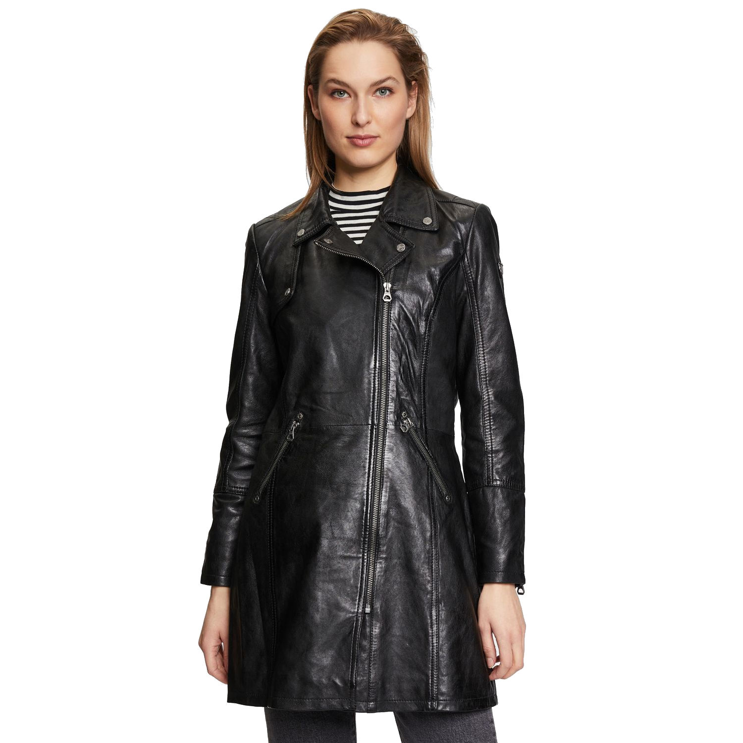 Geaca Lunga de Piele Dama Gipsy Neagra GWCaro – Black Friday Geaca Lunga de Piele Dama Gipsy Neagra GWCaro – Black Friday