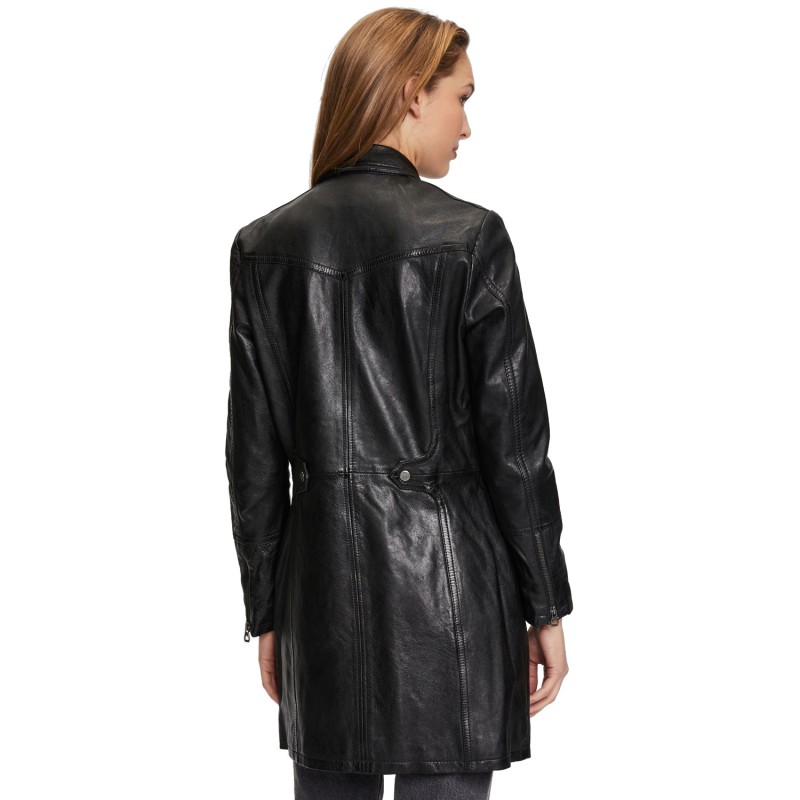 Geaca Lunga de Piele Dama Gipsy Neagra GWCaro – IMBRACAMINTE