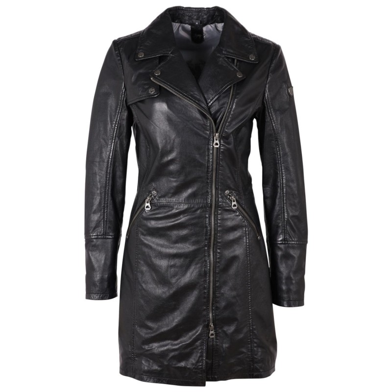 Geaca Lunga de Piele Dama Gipsy Neagra GWCaro – Black Friday