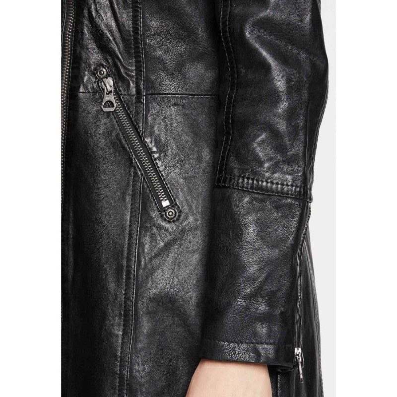 Geaca Lunga de Piele Dama Gipsy Neagra GWCaro – Black Friday