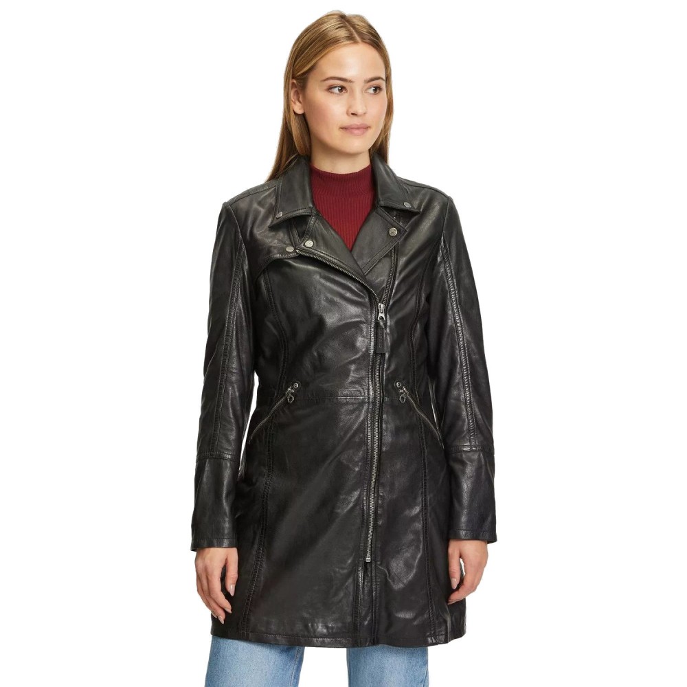 Geaca Lunga de Piele Dama Gipsy Neagra GWCarola Geaca Lunga de Piele Dama Gipsy Neagra GWCarola - readytowear.ro
