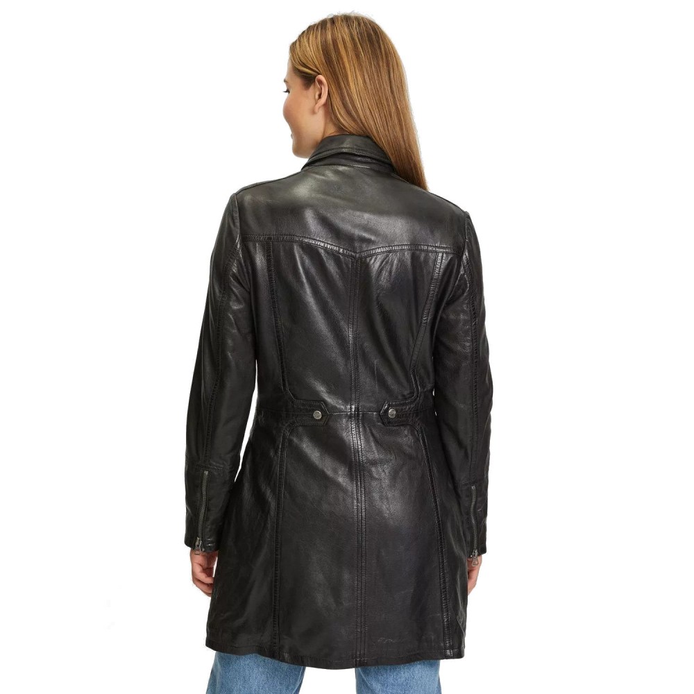 Geaca Lunga de Piele Dama Gipsy Neagra GWCarola Geaca Lunga de Piele Dama Gipsy Neagra GWCarola - readytowear.ro