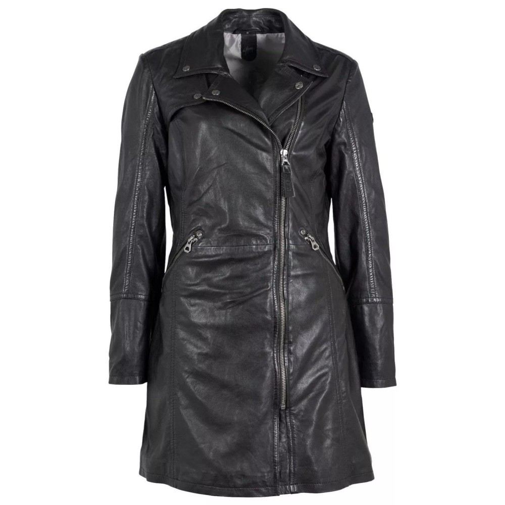 Geaca Lunga de Piele Dama Gipsy Neagra GWCarola Geaca Lunga de Piele Dama Gipsy Neagra GWCarola - readytowear.ro