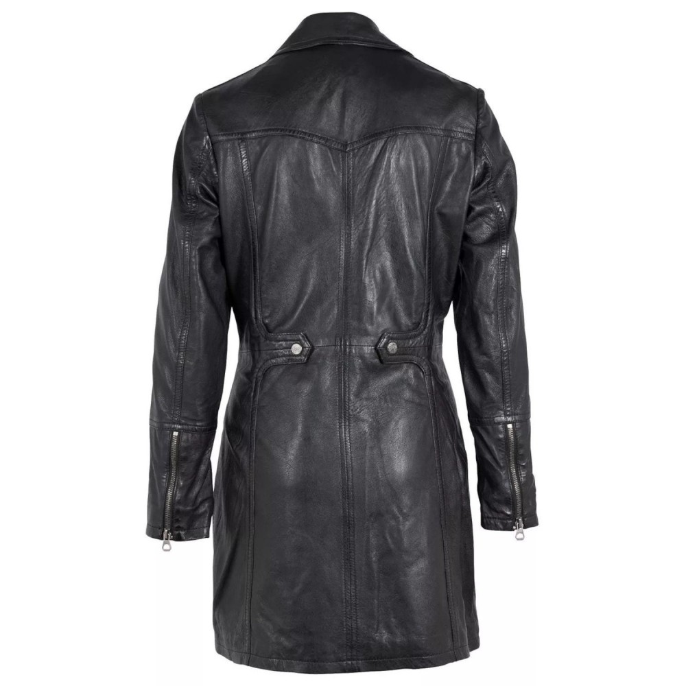 Geaca Lunga de Piele Dama Gipsy Neagra GWCarola Geaca Lunga de Piele Dama Gipsy Neagra GWCarola - readytowear.ro