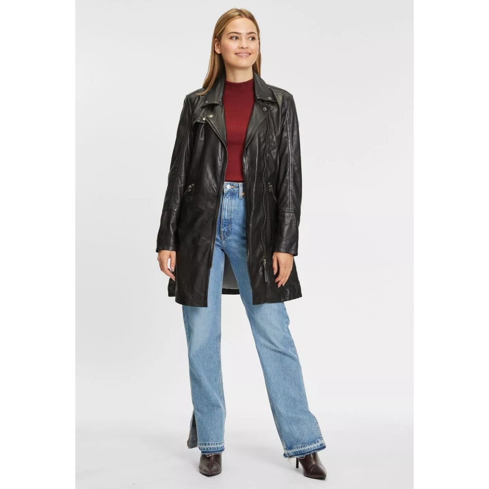 Geaca Lunga de Piele Dama Gipsy Neagra GWCarola Geaca Lunga de Piele Dama Gipsy Neagra GWCarola - readytowear.ro