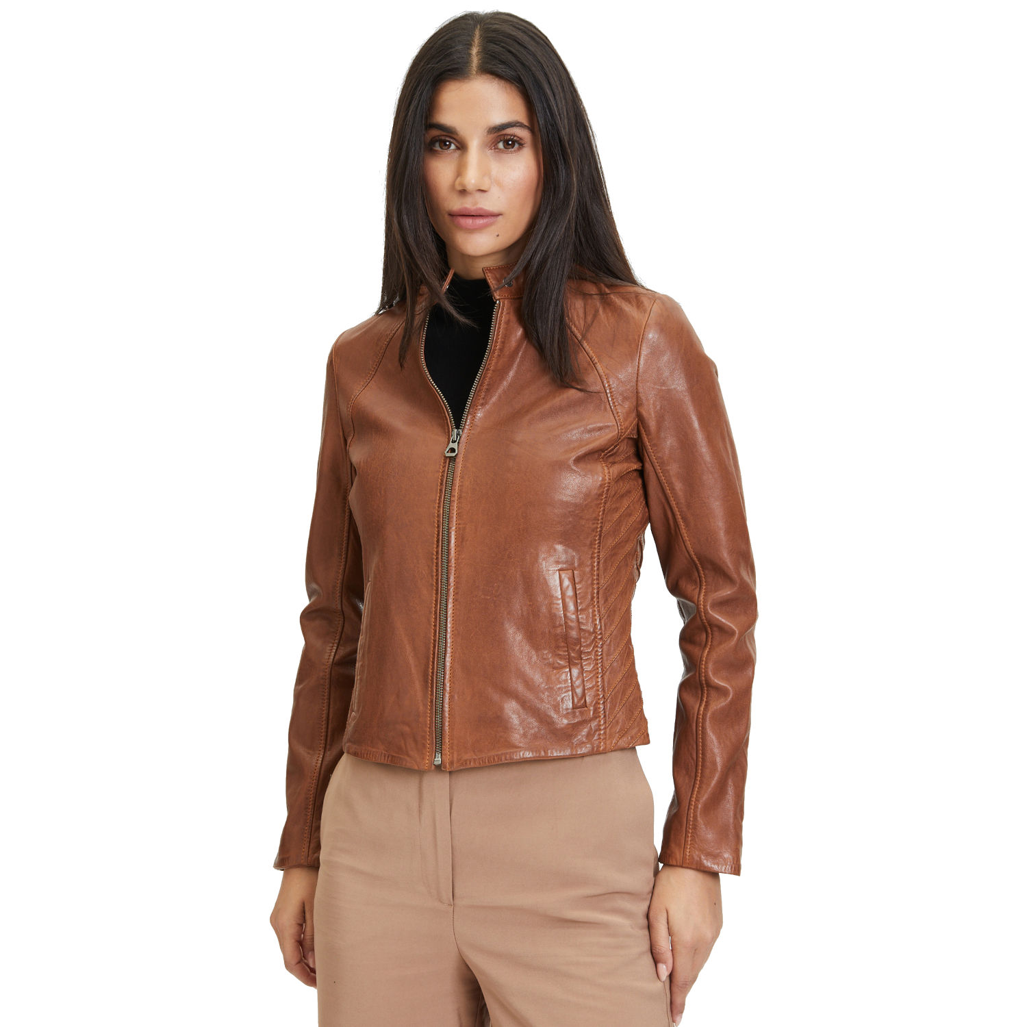 Geaca de Piele Dama Gipsy Coniac GWCharu – Geci de Piele