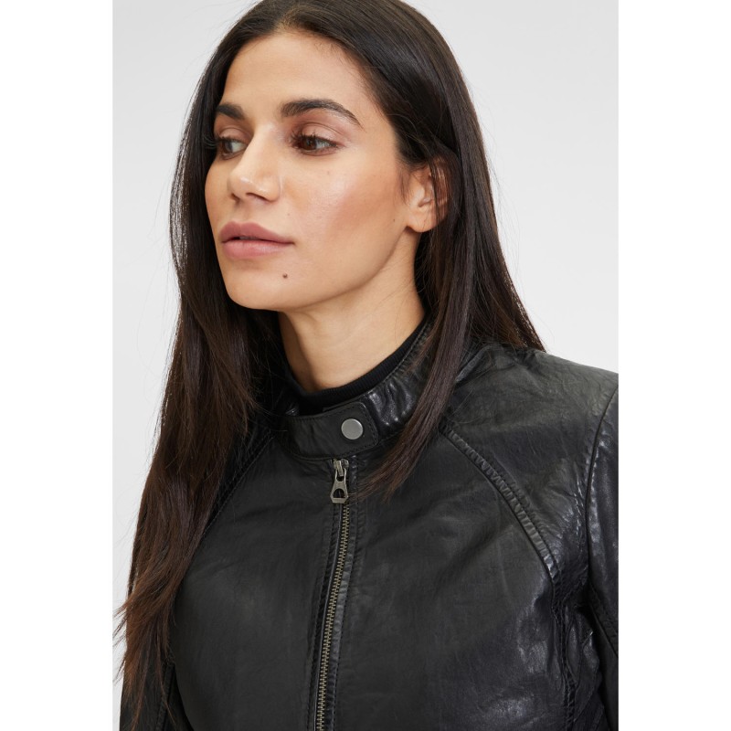 Geaca de Piele Dama Gipsy Neagra GWCharu – Geci de Piele