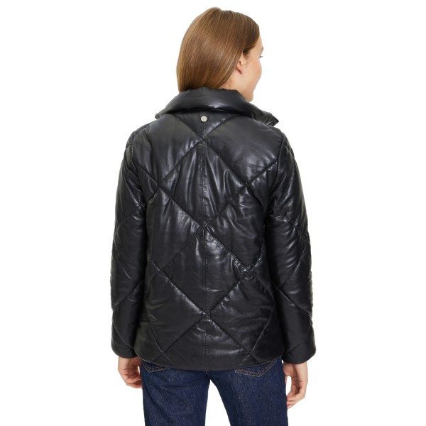Geaca de Iarna din Piele Dama Gipsy Neagra GWEditha Geaca de Iarna din Piele Dama Gipsy Neagra GWEditha