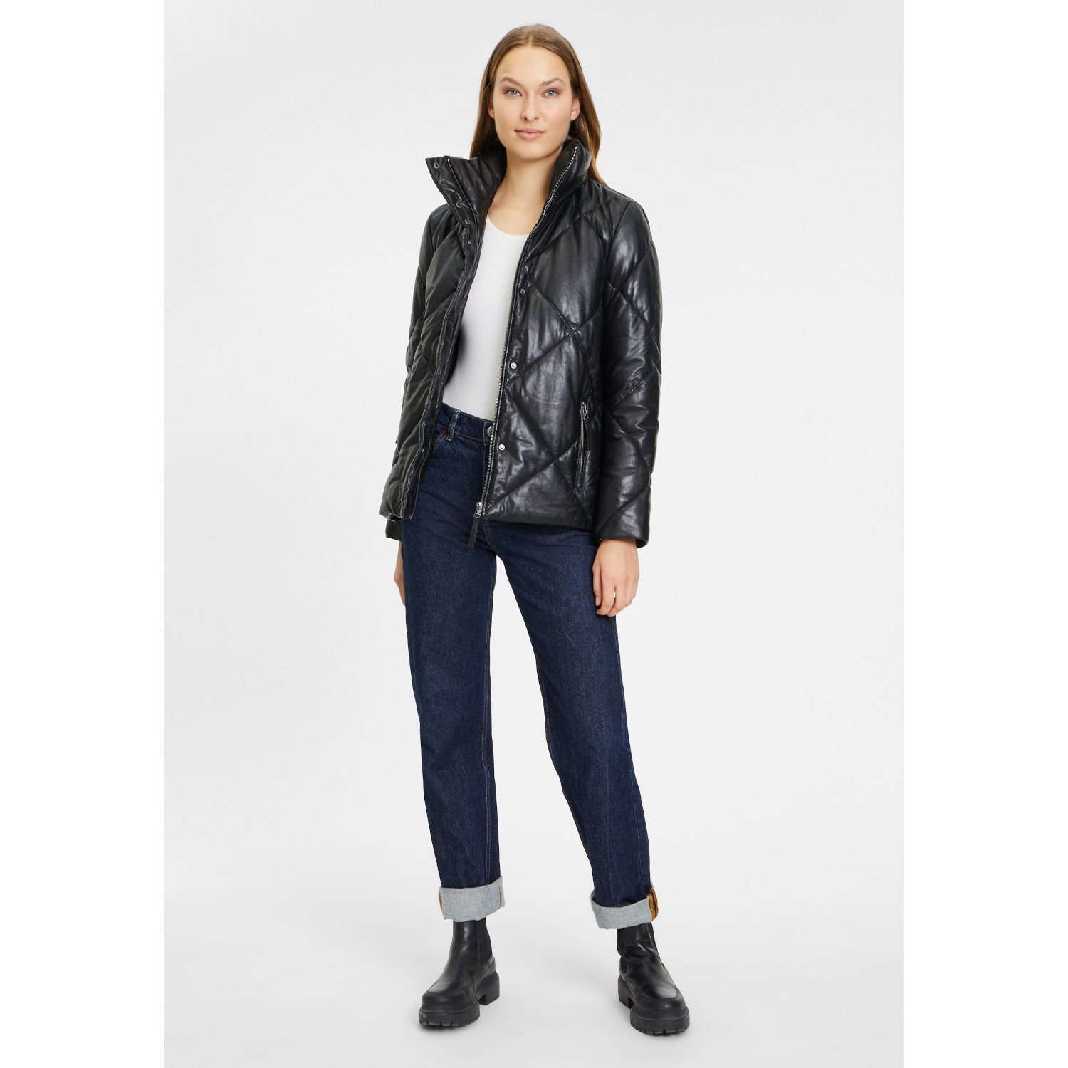 Geaca de Iarna din Piele Dama Gipsy Neagra GWEditha – Black Friday