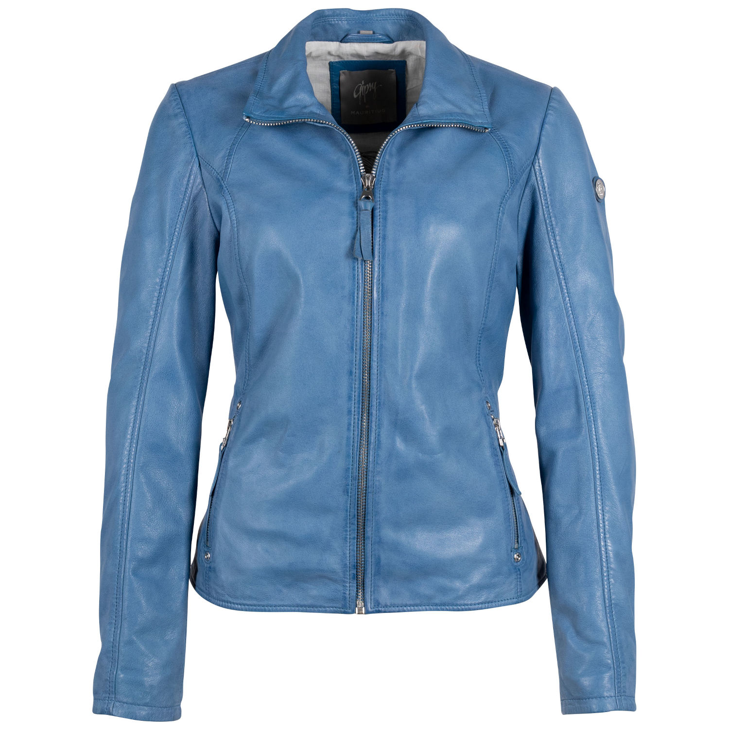 Geaca de Piele Dama Gipsy Albastra GWEleen – Geci de Piele