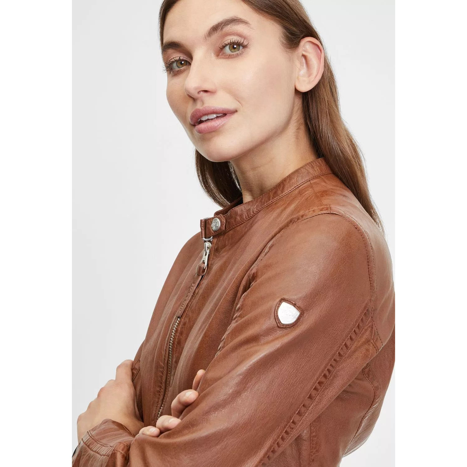 Geaca de Piele Dama Gipsy Coniac GWElyza – IMBRACAMINTE