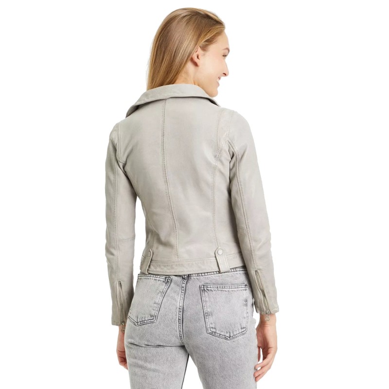 Geaca de Piele Dama Gipsy Gri Argintiu GWFaye – IMBRACAMINTE