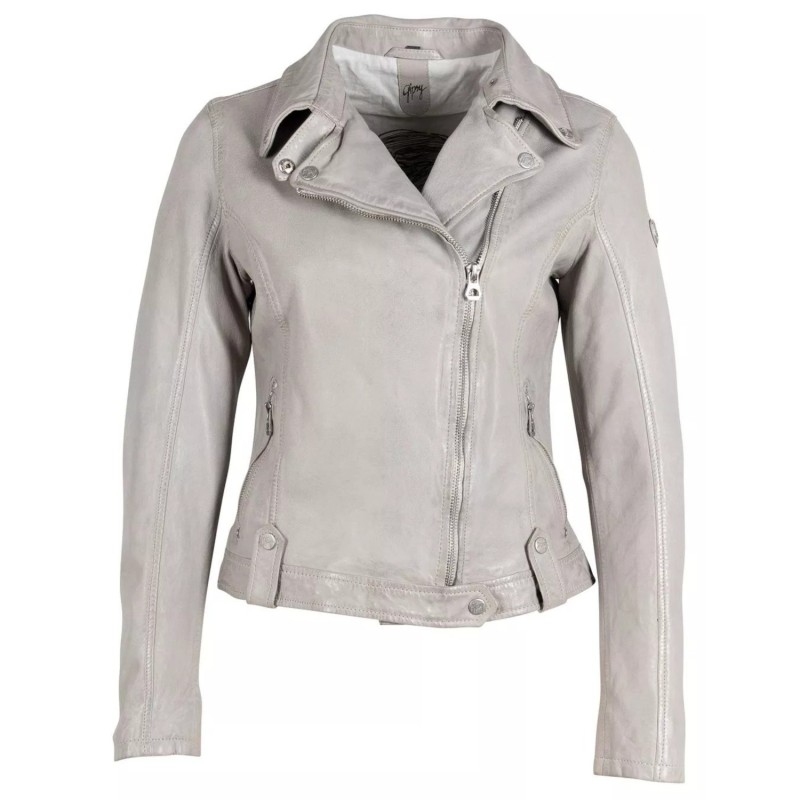 Geaca de Piele Dama Gipsy Gri Argintiu GWFaye – IMBRACAMINTE