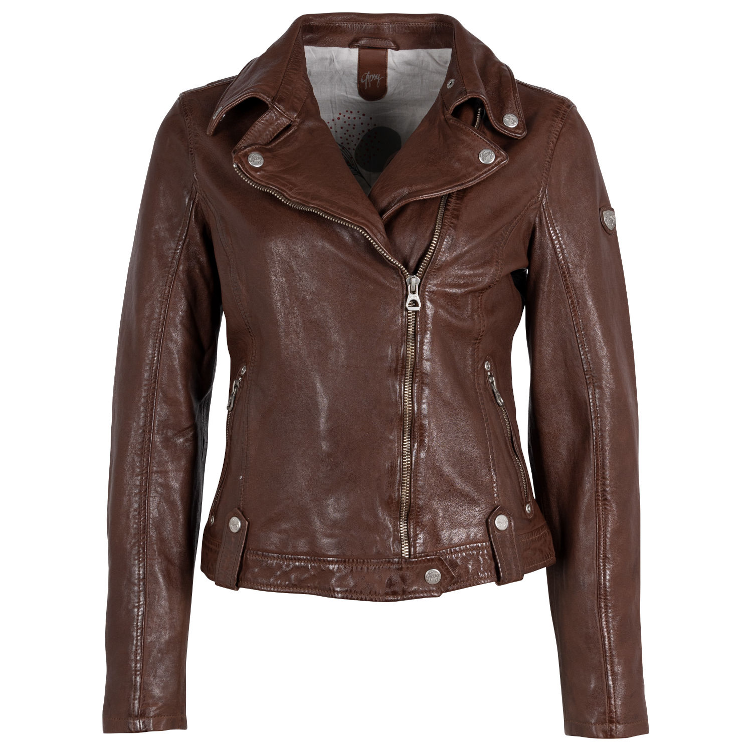 Geaca de Piele Dama Gipsy Castanie GWFaye – IMBRACAMINTE