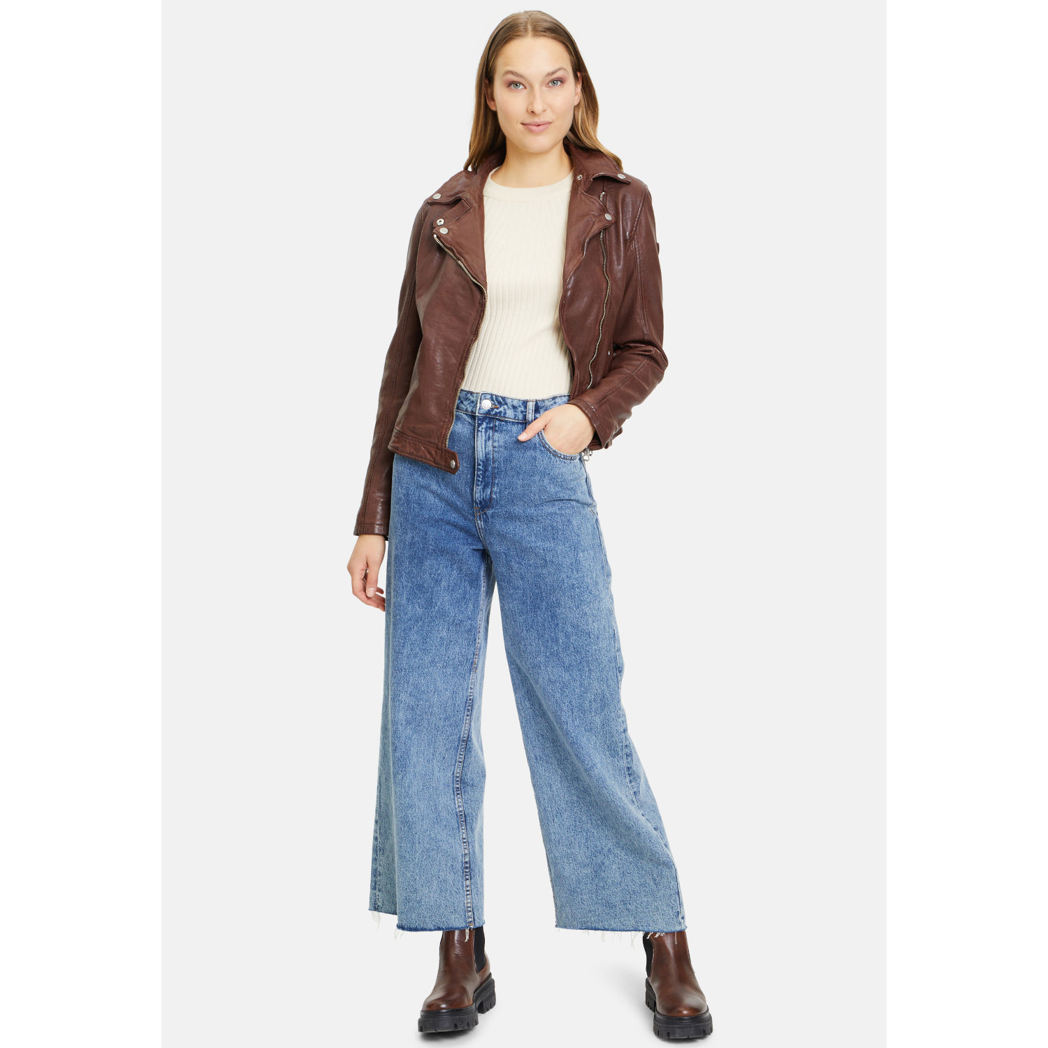 Geaca de Piele Dama Gipsy Castanie GWFaye – IMBRACAMINTE