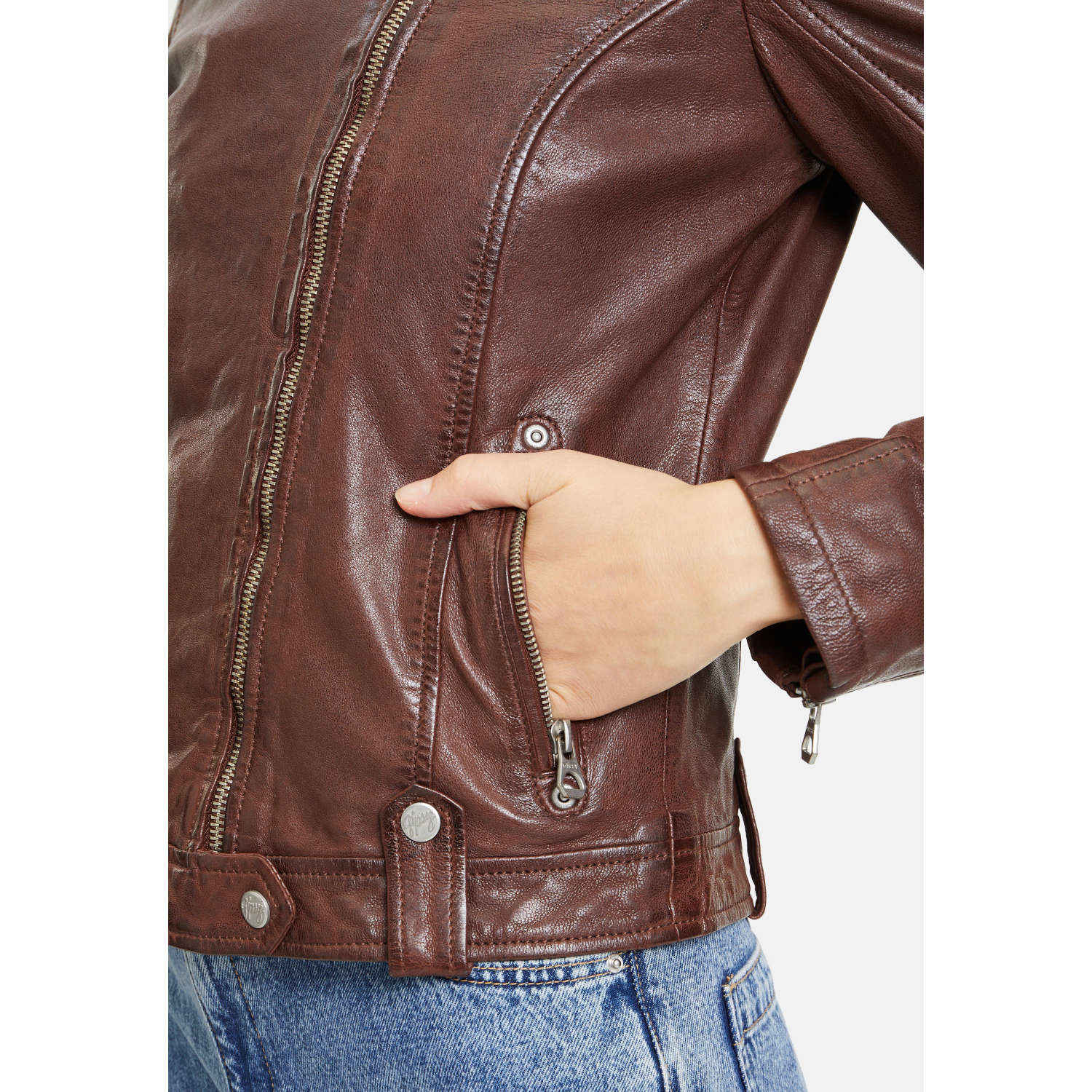 Geaca de Piele Dama Gipsy Castanie GWFaye – IMBRACAMINTE