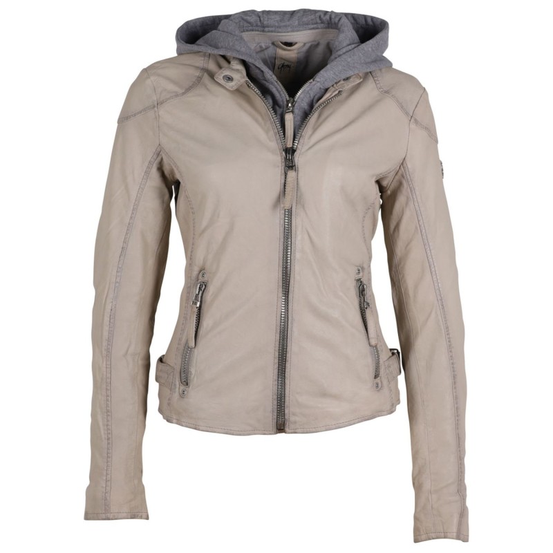 Geaca de Piele Dama Gipsy Alb Murdar GWFinja – IMBRACAMINTE