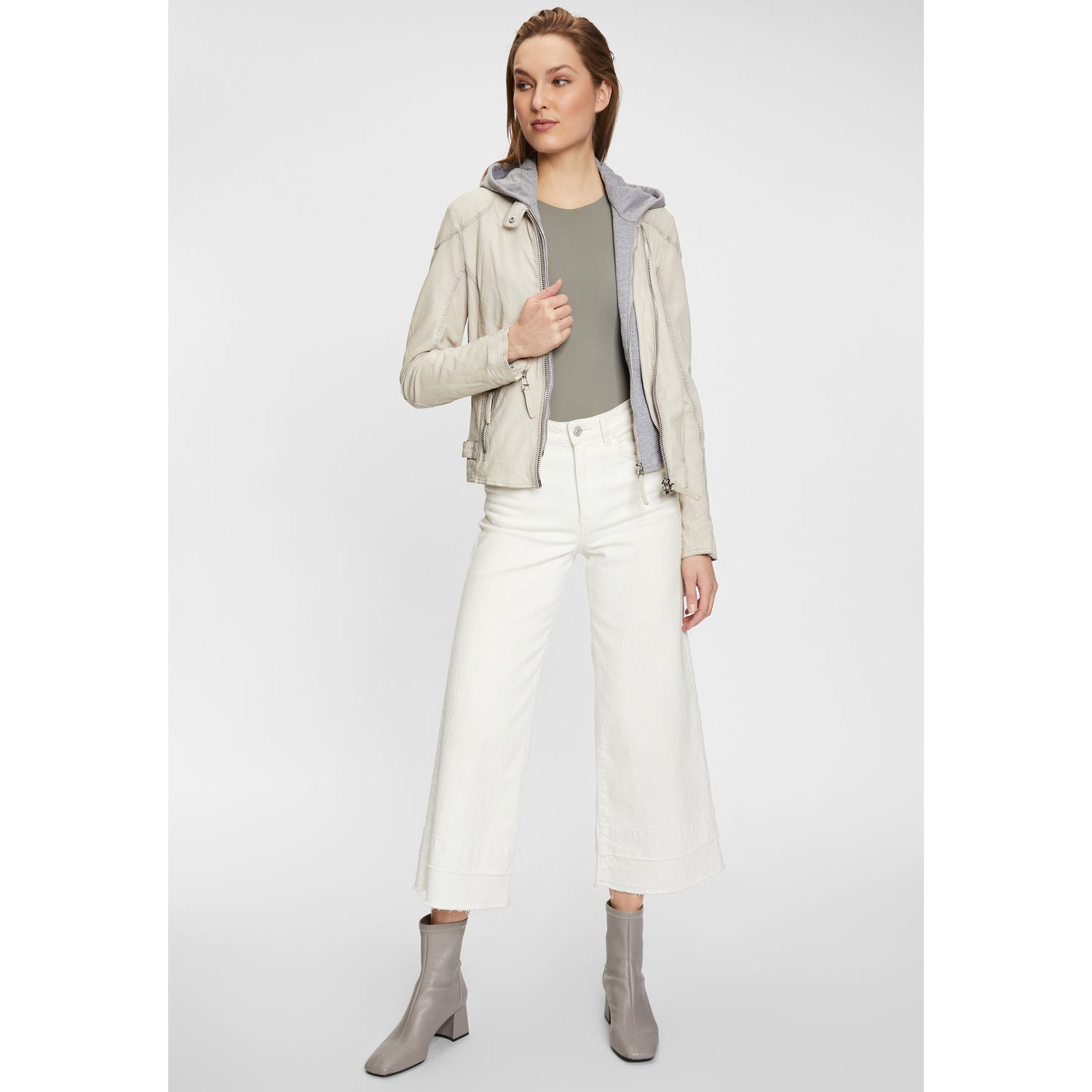 Geaca de Piele Dama Gipsy Alb Murdar GWFinja – IMBRACAMINTE Geaca de Piele Dama Gipsy Alb Murdar GWFinja – IMBRACAMINTE