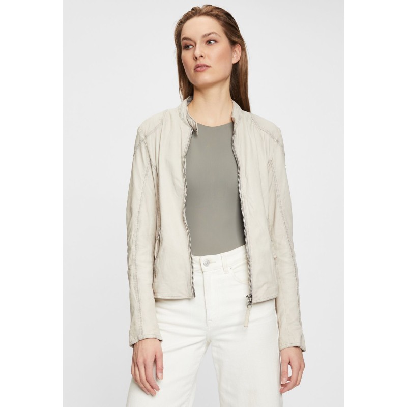 Geaca de Piele Dama Gipsy Alb Murdar GWFinja – IMBRACAMINTE