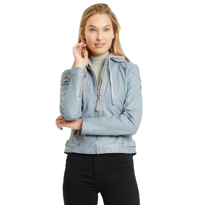 Geaca de Piele Dama Gipsy Albastru Prafuit GWFinja – IMBRACAMINTE