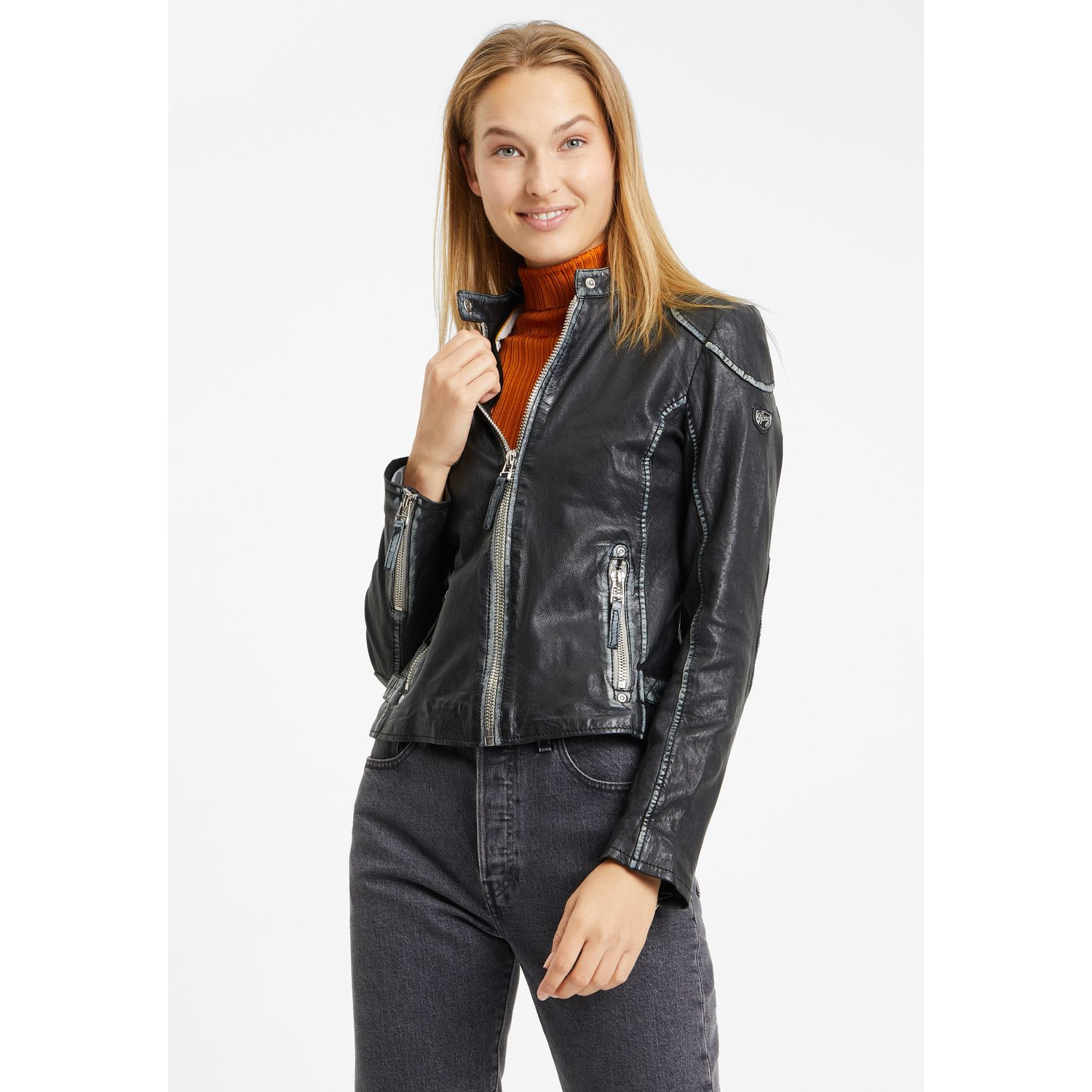 Geaca de Piele Dama Gipsy Neagra GWFinja – IMBRACAMINTE