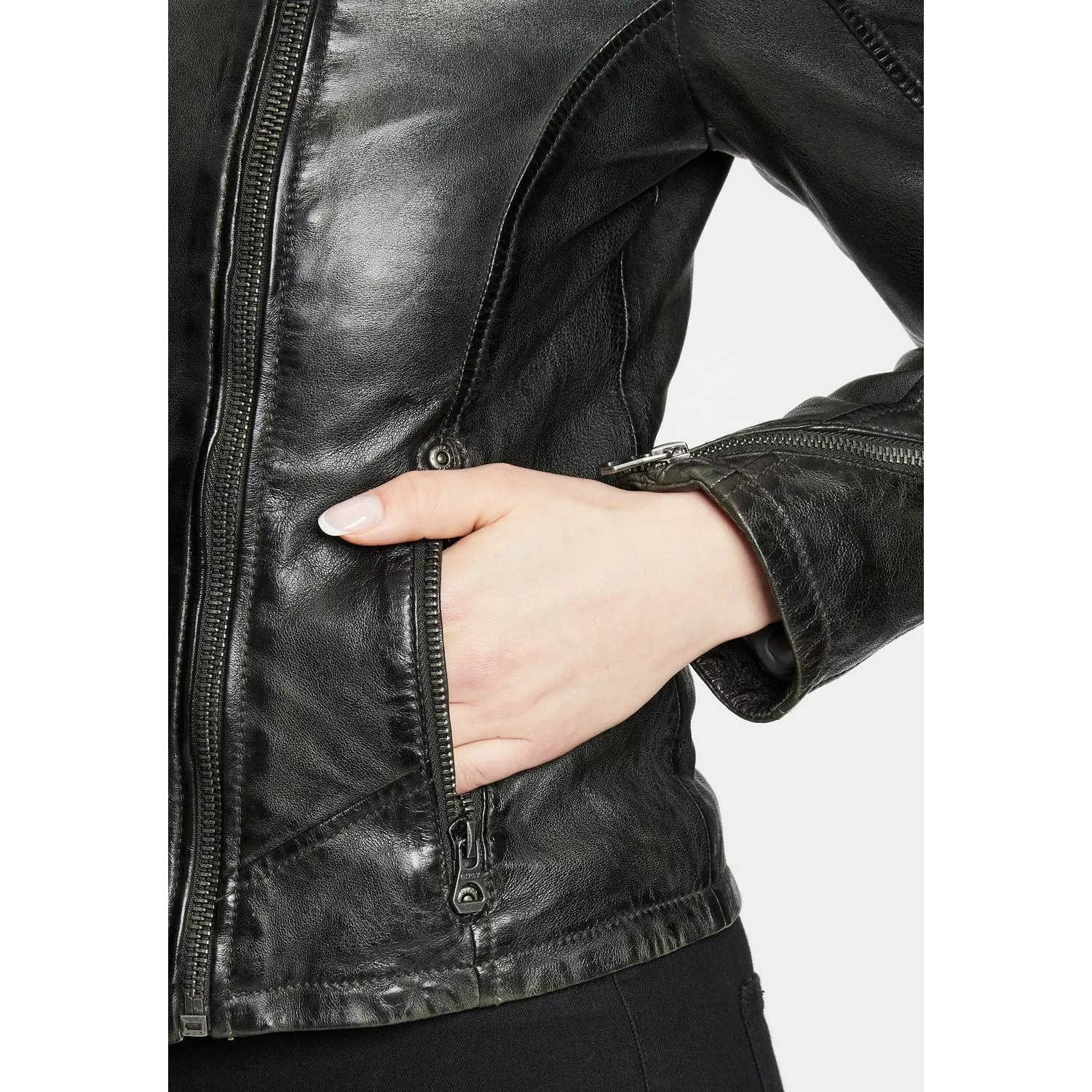 Geaca de Piele Dama Gipsy Verde Inchis GWFlori – IMBRACAMINTE