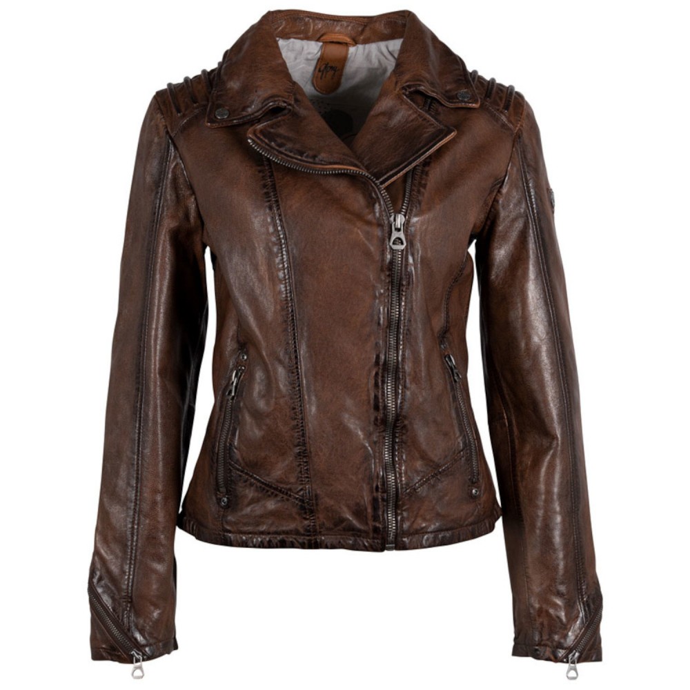 Geaca de Piele Dama Gipsy Coniac Inchis GWFlori Geaca de Piele Dama Gipsy Coniac Inchis GWFlori - readytowear.ro