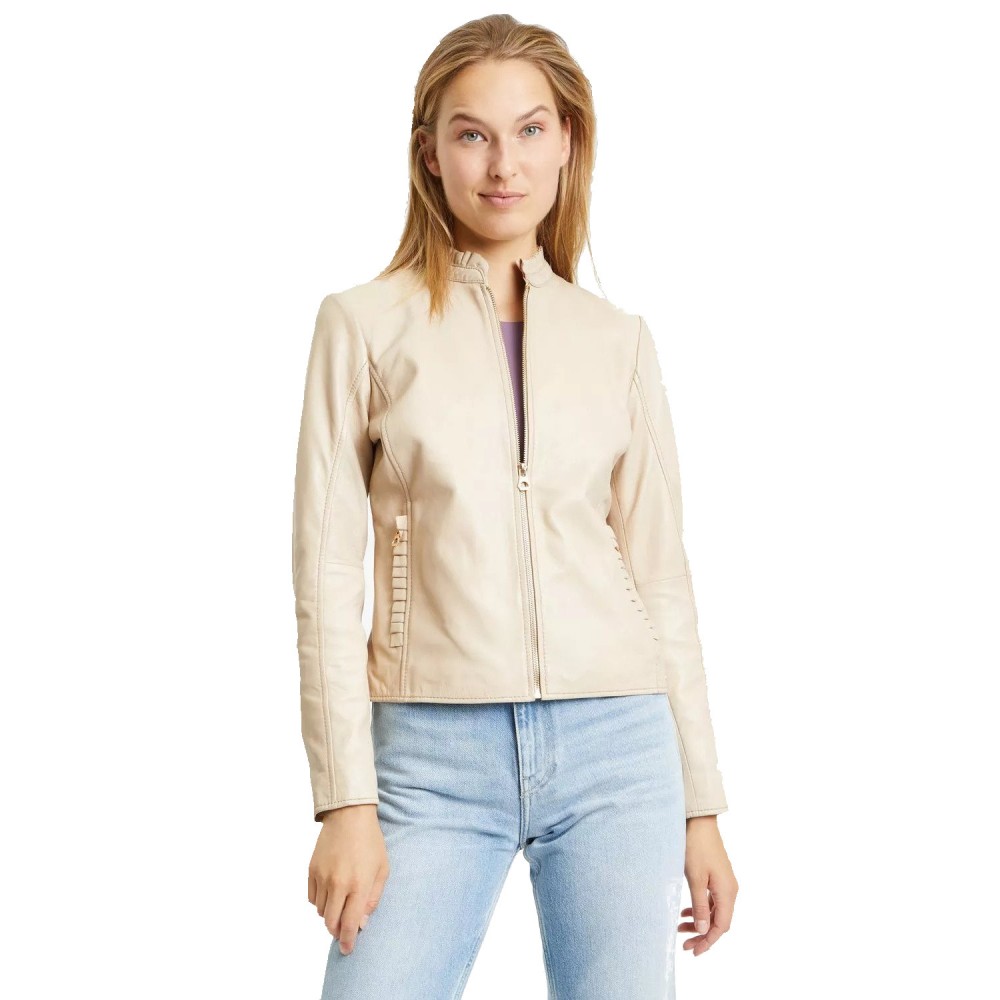 Geaca de Piele Dama Gipsy Bej Deschis GWGalina Geaca de Piele Dama Gipsy Bej Deschis GWGalina - readytowear.ro