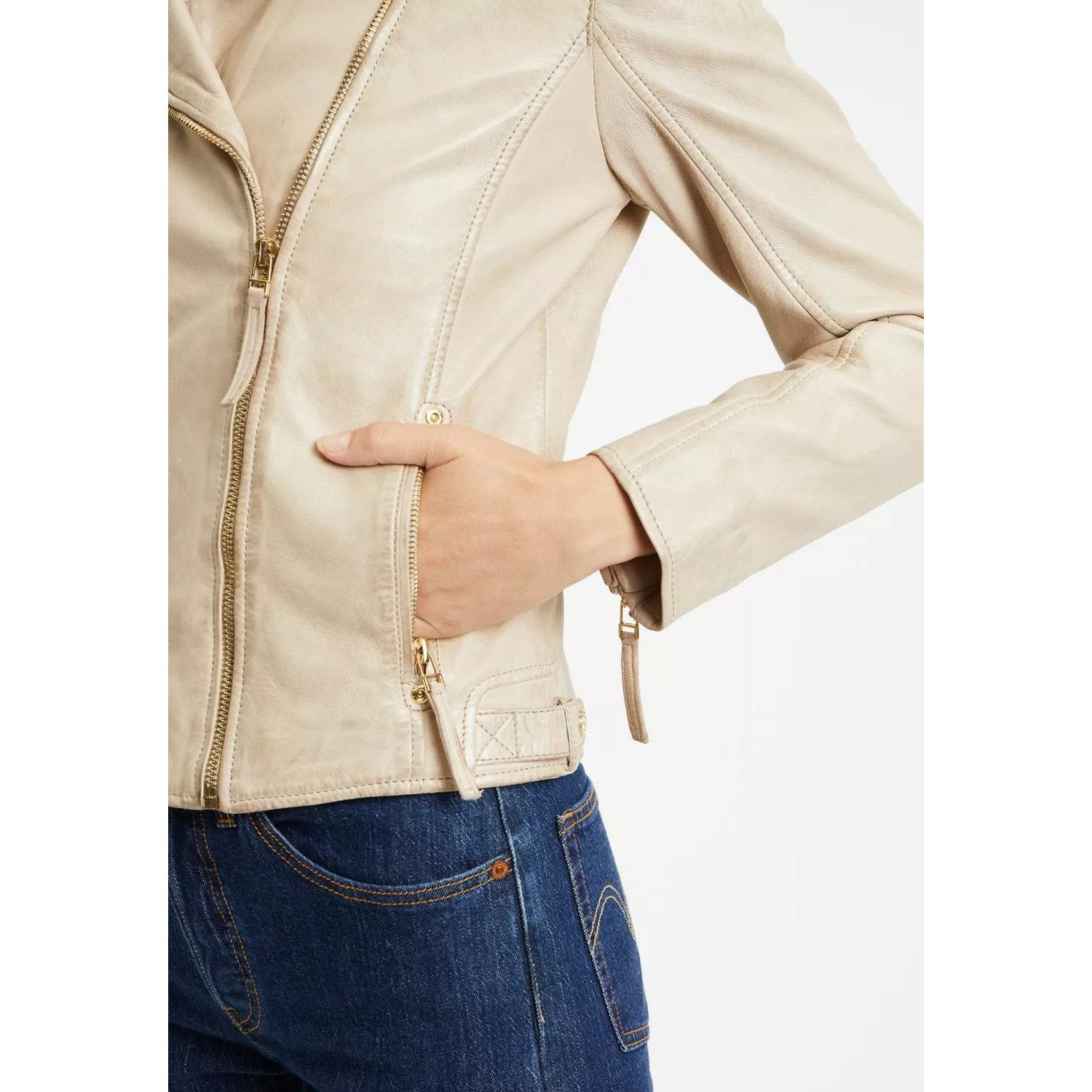Geaca de Piele Dama Gipsy Bej Deschis GWHazil – IMBRACAMINTE