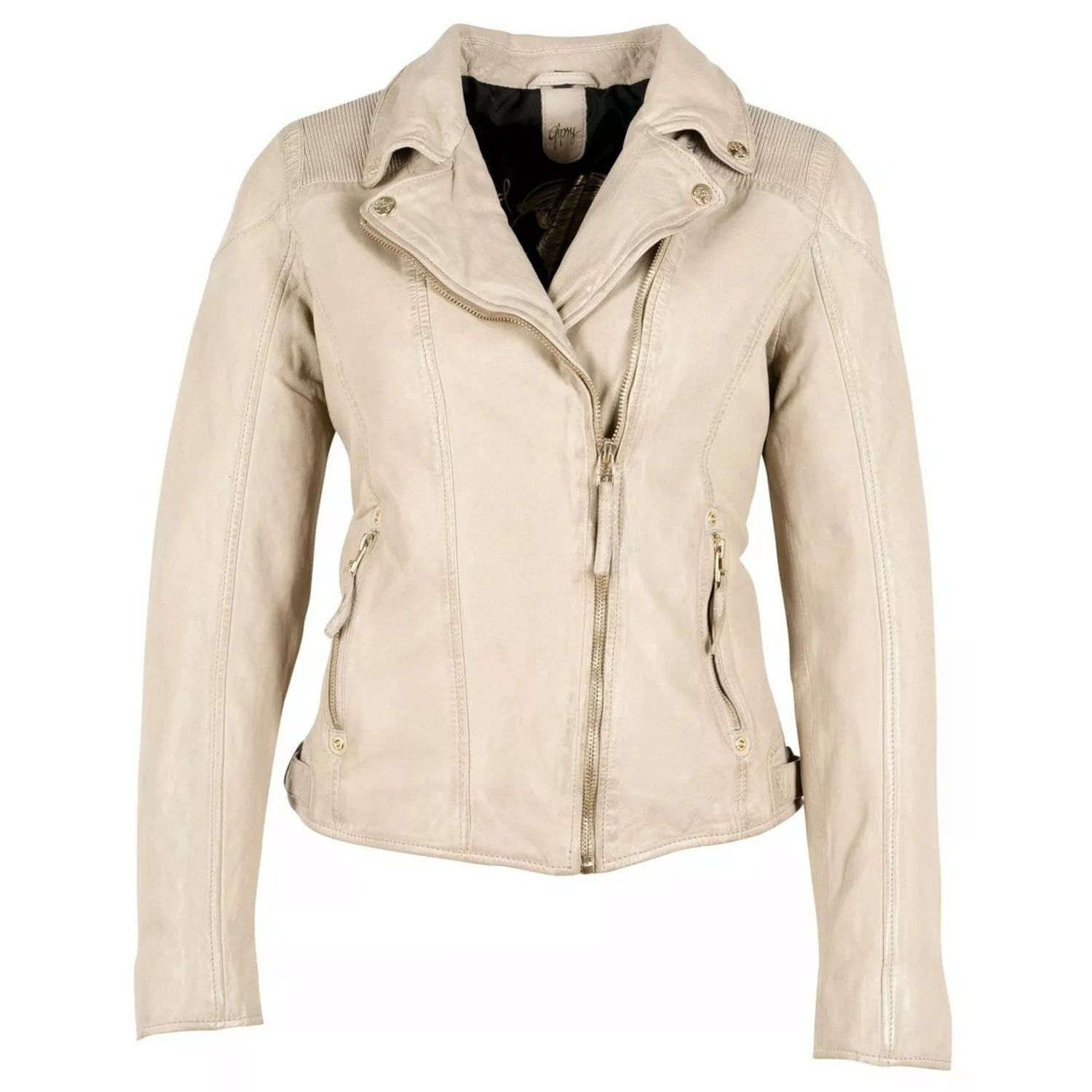 Geaca de Piele Dama Gipsy Bej Deschis GWHazil – Black Friday