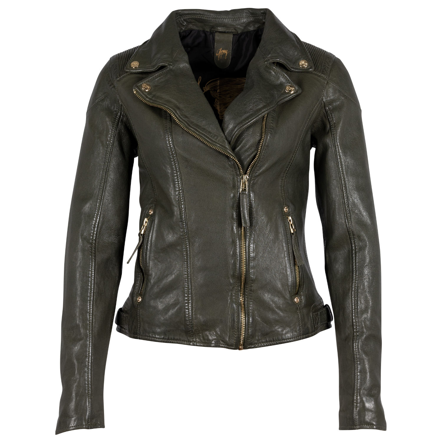 Geaca de Piele Dama Gipsy Verde Inchis GWHazil – IMBRACAMINTE