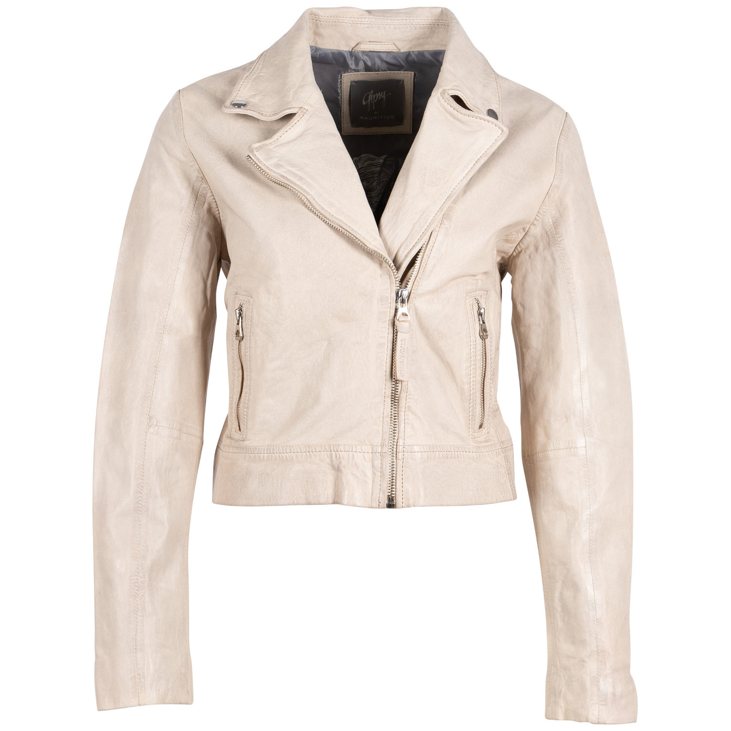 Geaca de Piele Dama Gipsy Alb Murdar GWJella – Black Friday