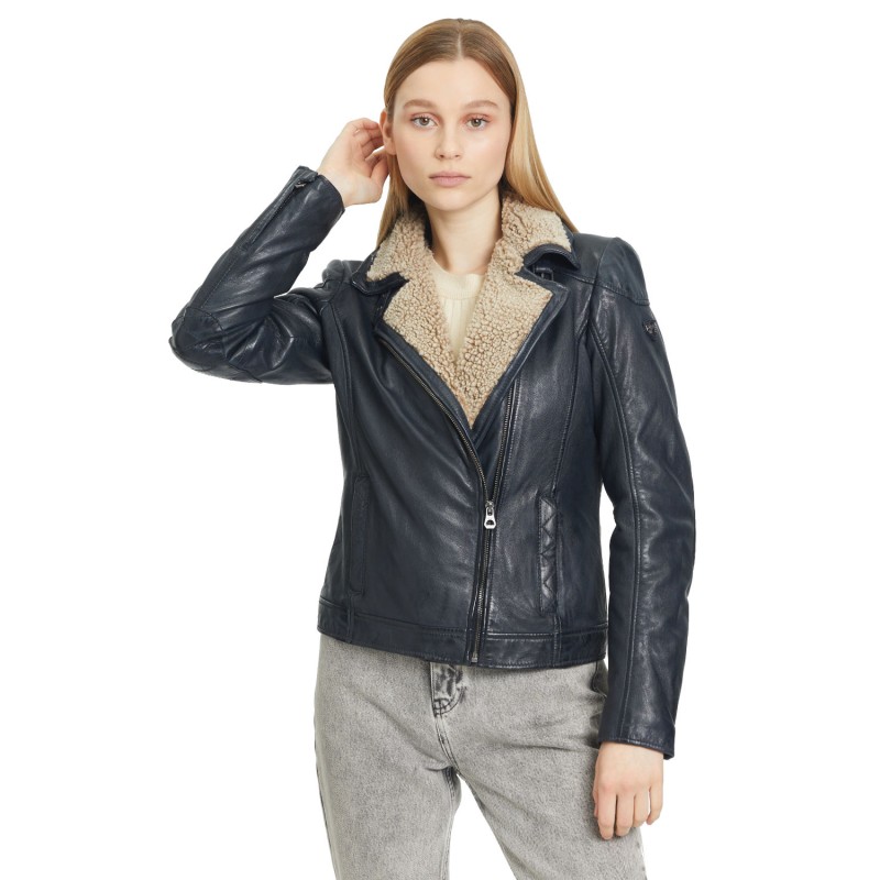 Geaca de Iarna din Piele Dama Gipsy Bleumarin Inchis GWJenja – Black Friday