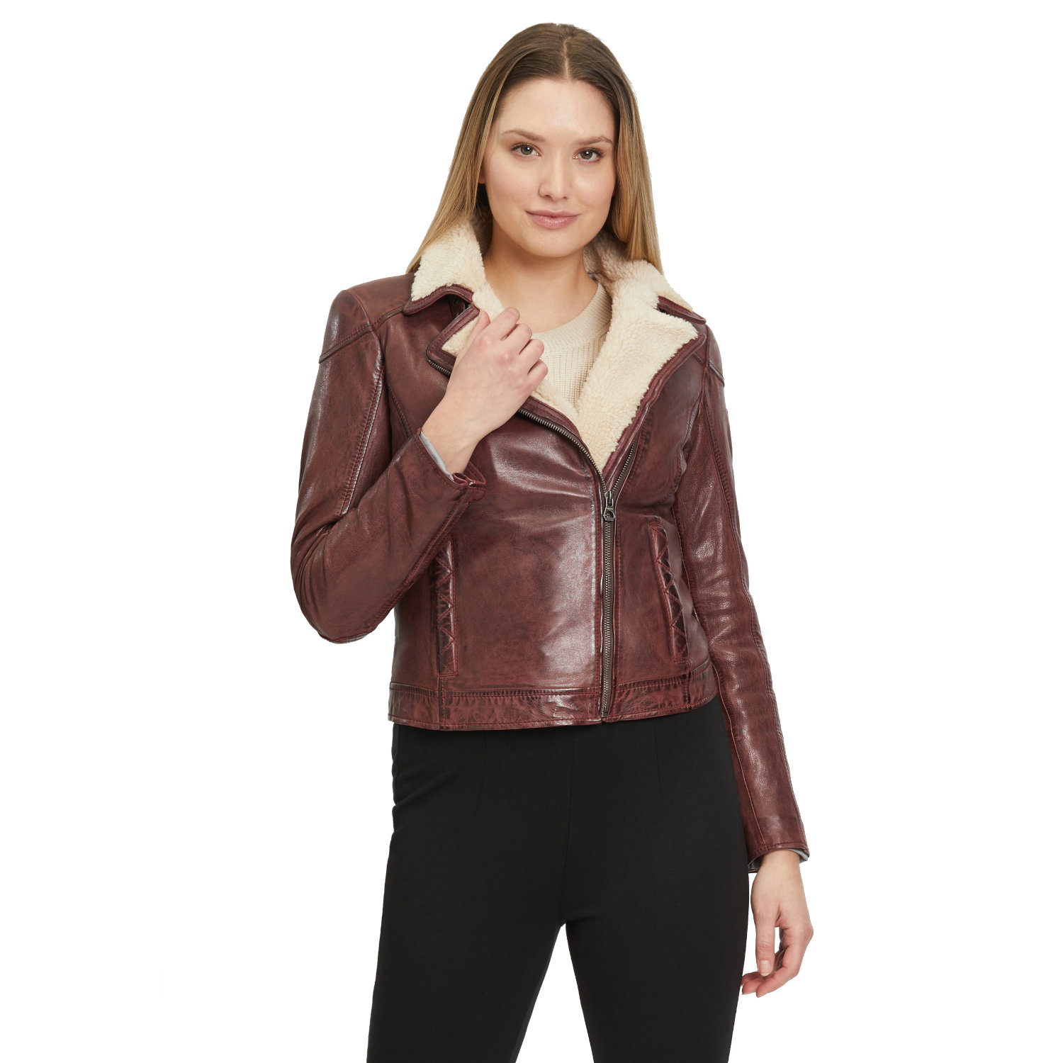 Geaca de Iarna din Piele Dama Gipsy Bordo GWJenja – Black Friday Geaca de Iarna din Piele Dama Gipsy Bordo GWJenja – Black Friday