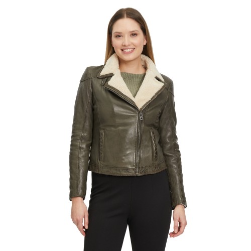 Geaca de Iarna din Piele Dama Gipsy Olive GWJenja