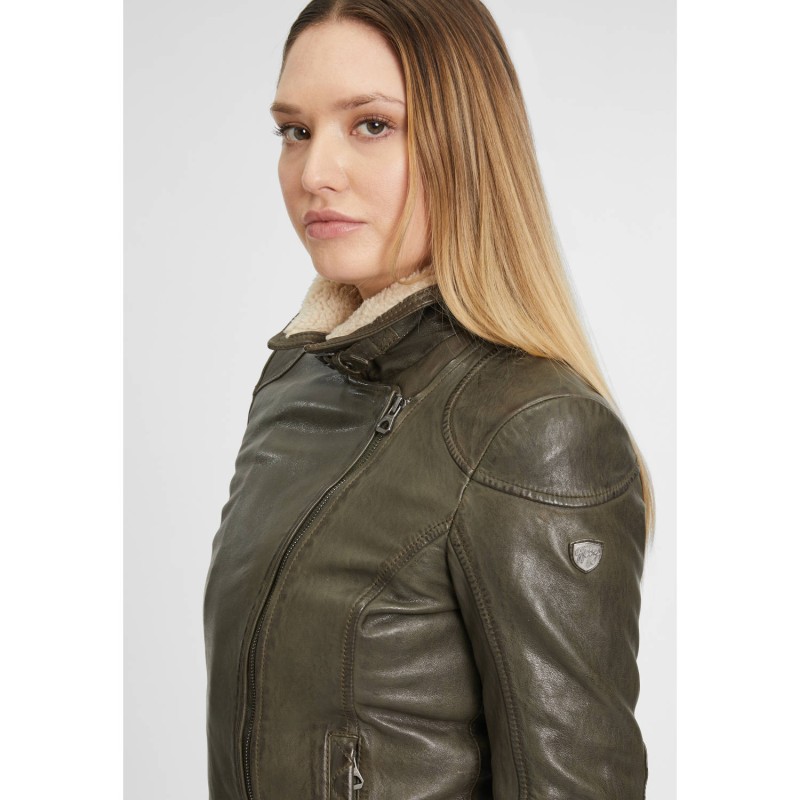 Geaca de Iarna din Piele Dama Gipsy Olive GWJenja – Black Friday