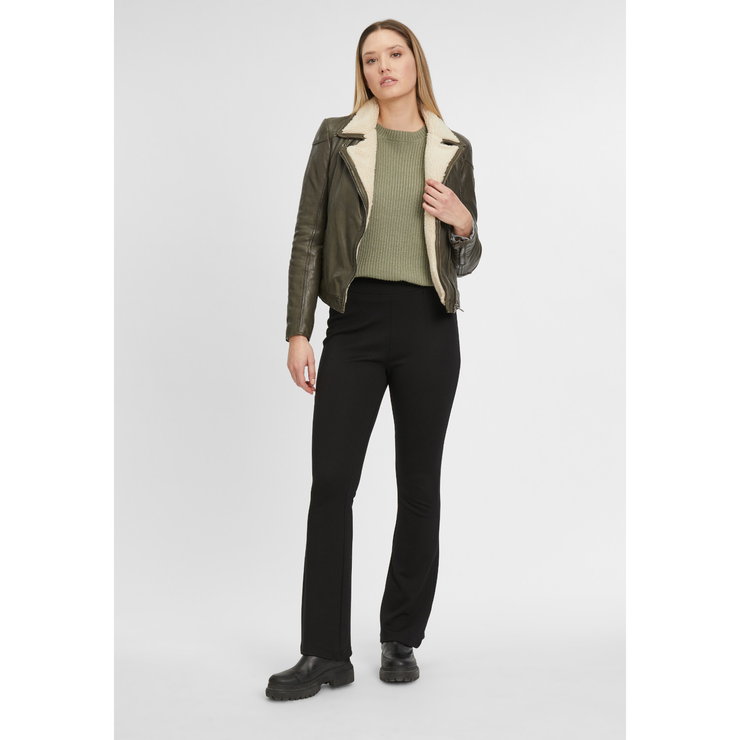 Geaca de Iarna din Piele Dama Gipsy Olive GWJenja – Black Friday