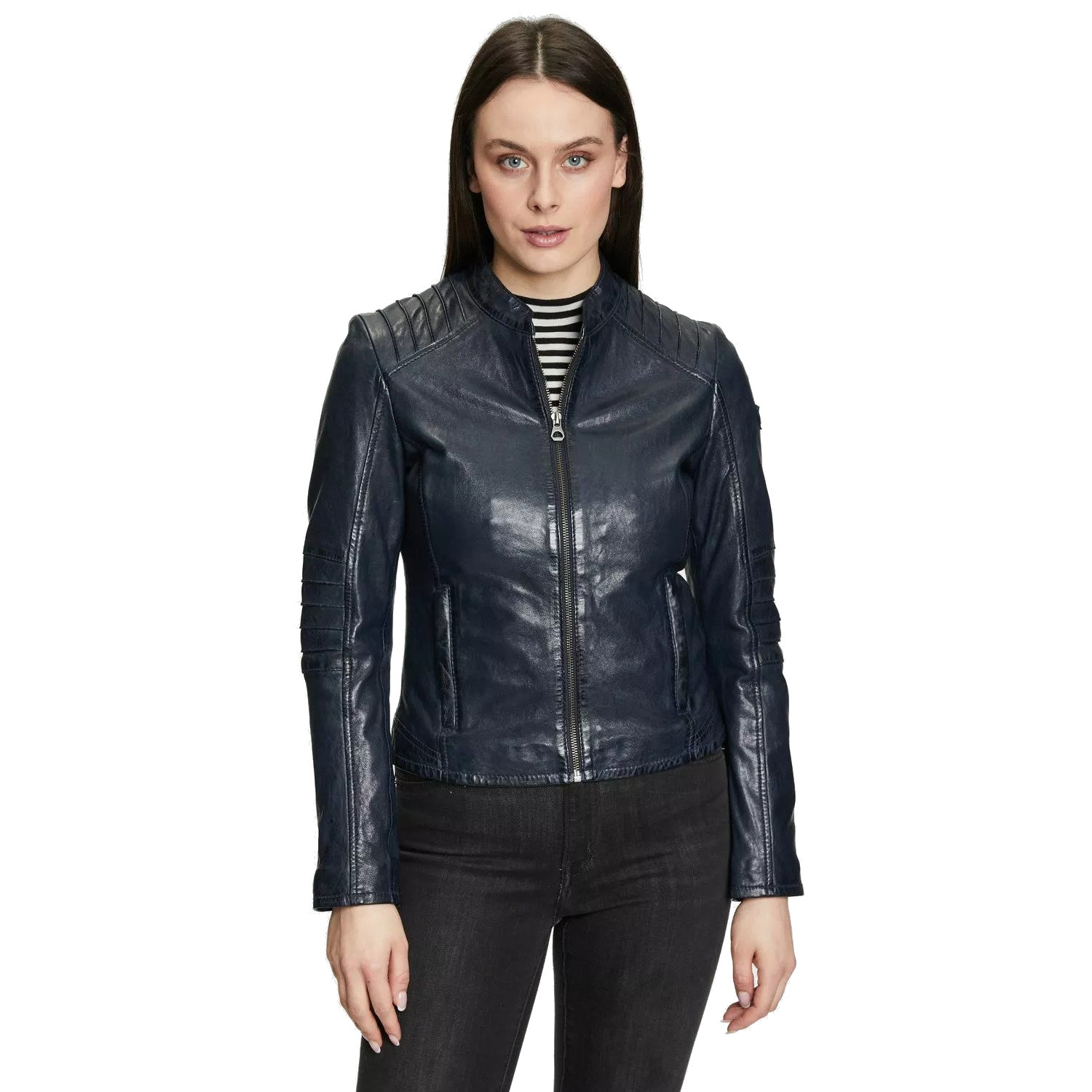 Geaca de Piele Dama Gipsy Bleumarin GWJetti – IMBRACAMINTE