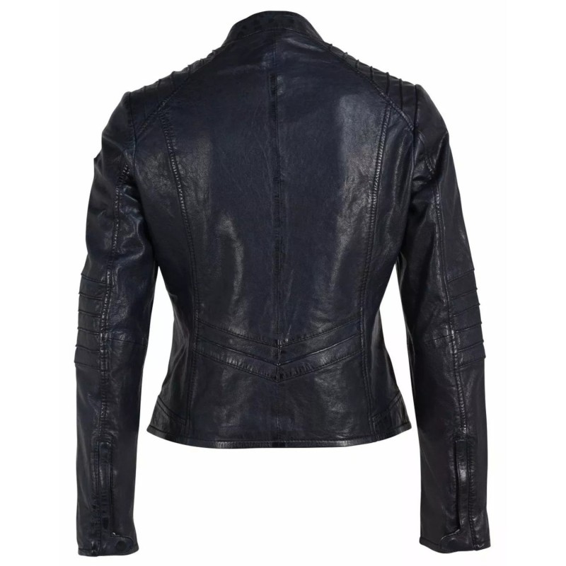 Geaca de Piele Dama Gipsy Bleumarin GWJetti – IMBRACAMINTE