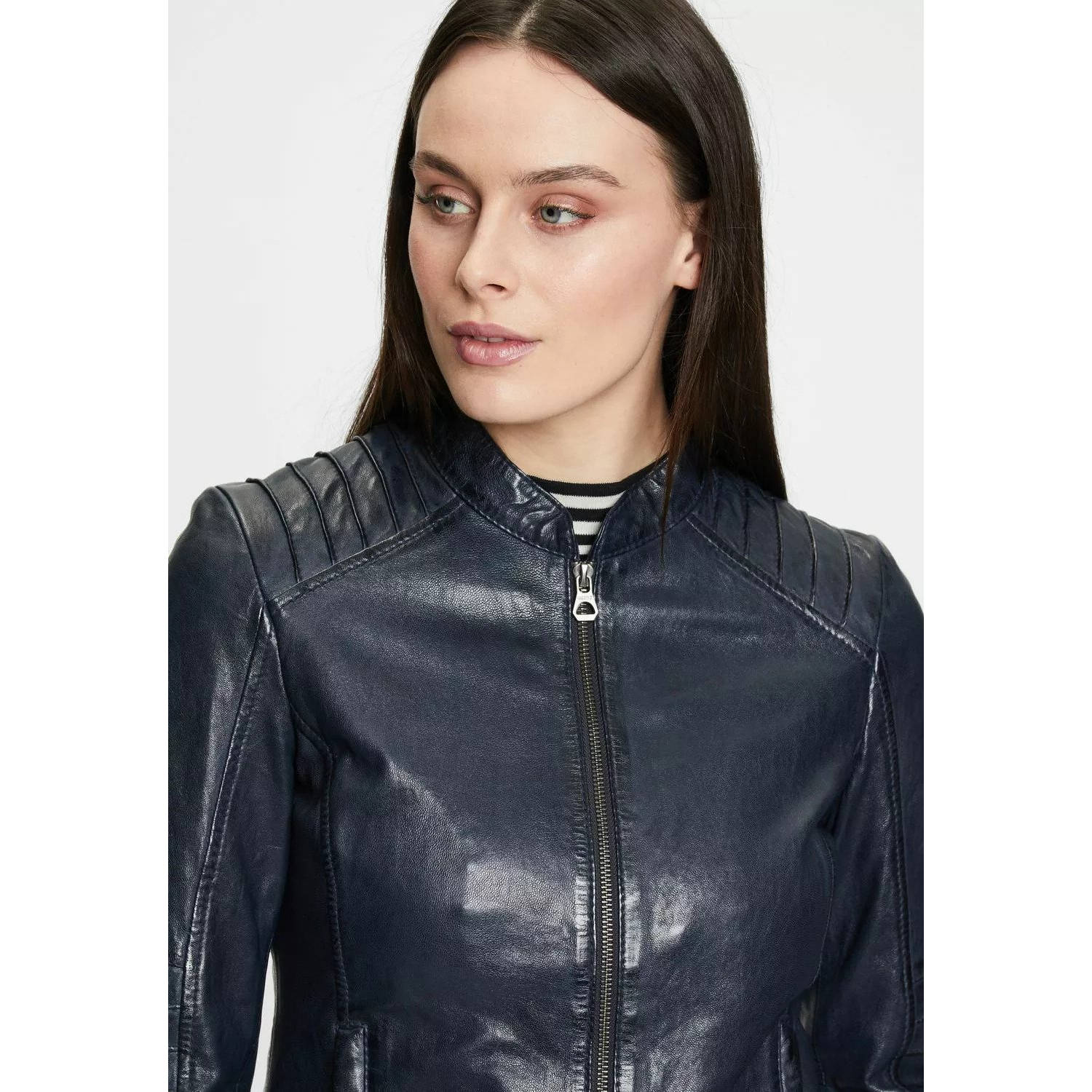 Geaca de Piele Dama Gipsy Bleumarin GWJetti – IMBRACAMINTE