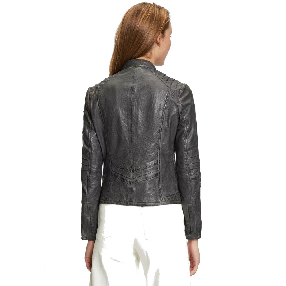 Geaca de Piele Dama Gipsy Gri GWJetti Geaca de Piele Dama Gipsy Gri GWJetti - readytowear.ro