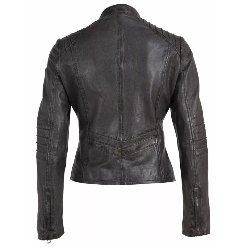 Geaca de Piele Dama Gipsy Gri GWJetti – IMBRACAMINTE